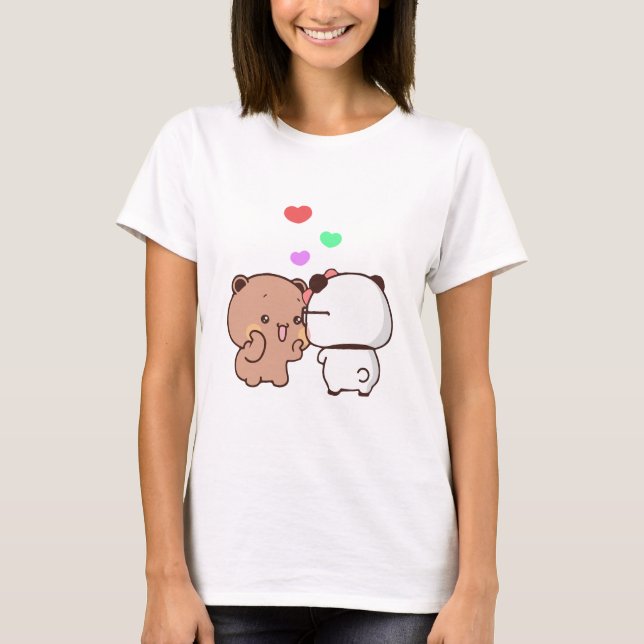 T-shirt Panda ours couple, Cute bubu et dudu câlins amour (Devant)