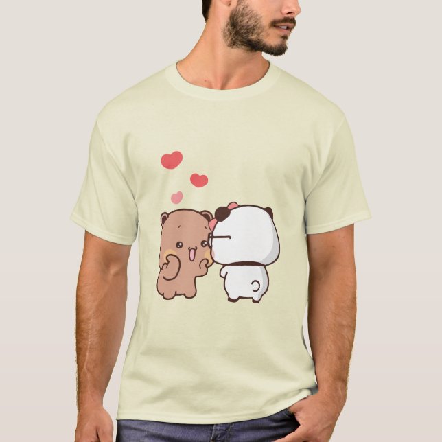 T-shirt Panda ours couple, Cute bubu et dudu câlins amour (Devant)