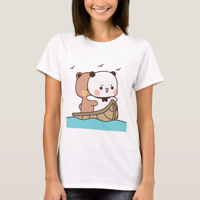 T-shirt Panda ours couple, Cute bubu et dudu câlins amour (Devant)
