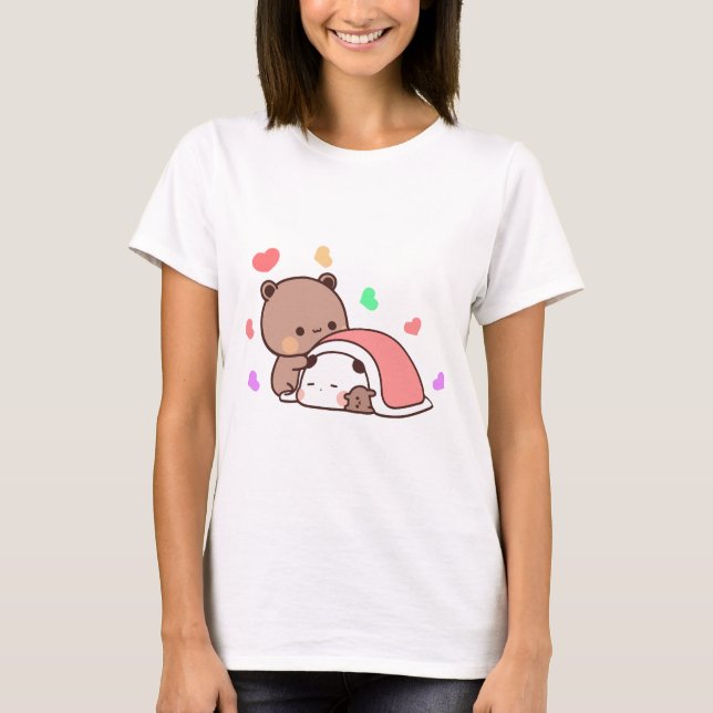 T-shirt Panda ours couple, Cute bubu et dudu câlins amour (Devant)