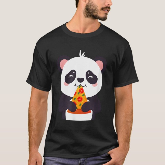 T-shirt Panda Ours Manger Pizza (Devant)