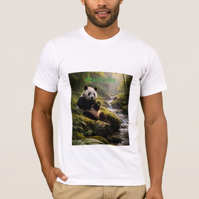 T-shirt Panda paisible dans la nature puzzle  (Devant)