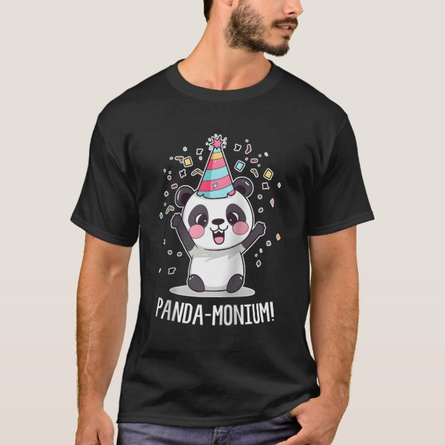 T-shirt Panda Panda-Monium Animal Pun Kawaii Coon Baseball (Devant)