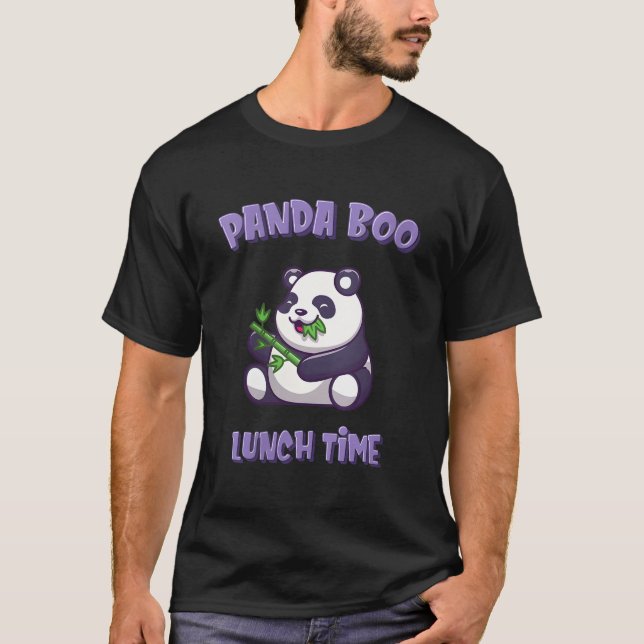 T-shirt Panda Pandaboo mangeant de l'herbe de bambou à l'h (Devant)