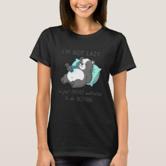 T-shirt Panda paresseux drôle motivé pour ne rien faire Co