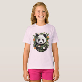 T-shirt Panda parmi les fleurs