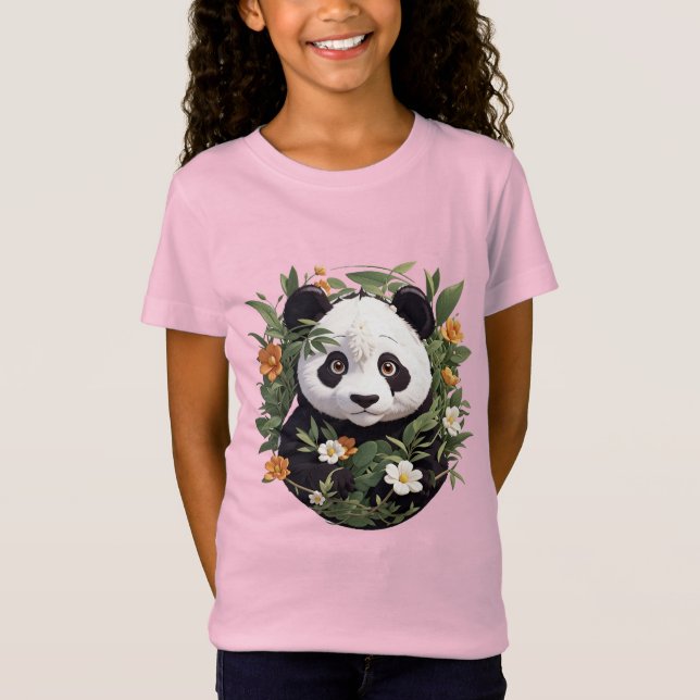 T-Shirt Panda parmi les fleurs (Devant)