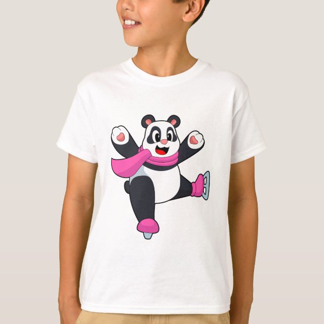 T-shirt Panda Patinage sur glace Patins sur glace (Devant)