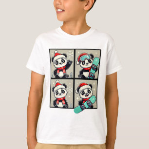 T-shirt Panda Père Noël Ski Snowboard Hiver Mountain Trip