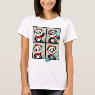 T-shirt Panda Père Noël Ski Snowboard Hiver Mountain Trip