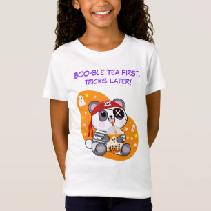 T-Shirt Panda Pirate Kawaii Halloween Buvant du Thé aux Pe