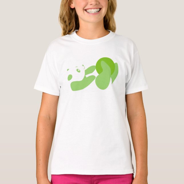 T-shirt Panda Playing (Vert) (Devant)