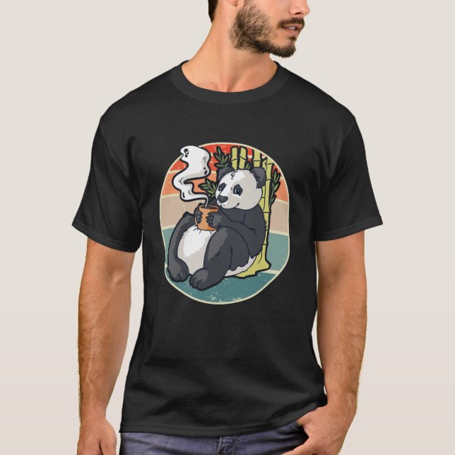 T-shirt Panda pour boire du café (Devant)