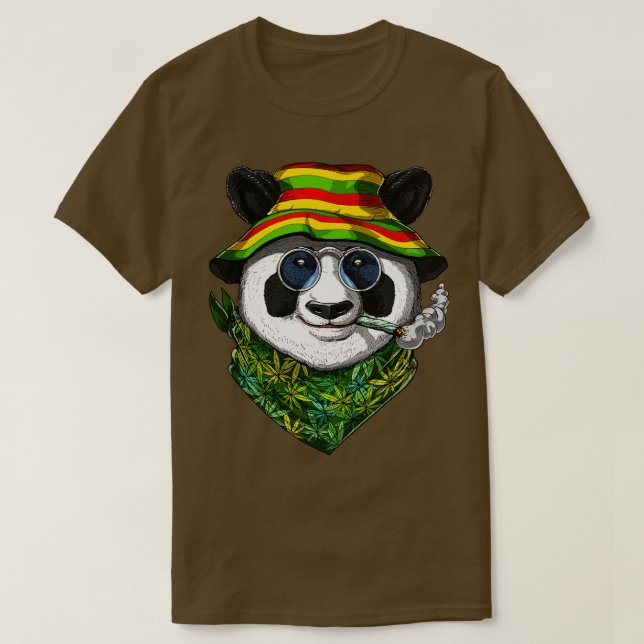 T-shirt Panda Rastafari Fumer les mauvaises herbes (Design devant)