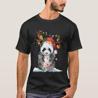 T-shirt Panda Reindeer Xmas Lumière Noël Ornements Pand