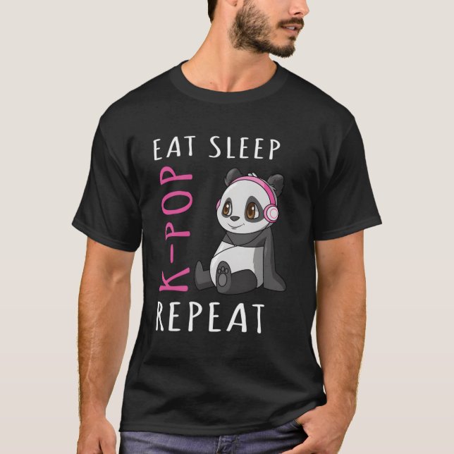 T-shirt Panda Répétée K-Pop Dormir (Devant)