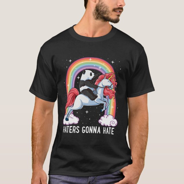 T-shirt Panda Riding Unicorn Ers Gonna E Pandicorn (Devant)