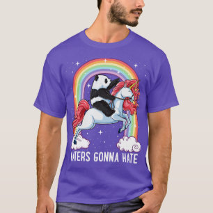 T-shirt Panda Riding Unicorn Haters Gonna Hate Rainbow Gif