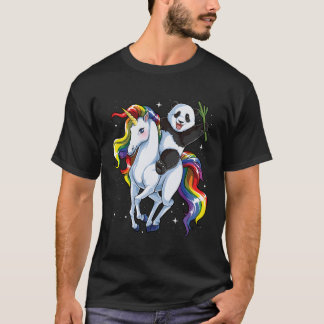 T-shirt Panda Riding Unicorn Pandicorn Arc en ciel