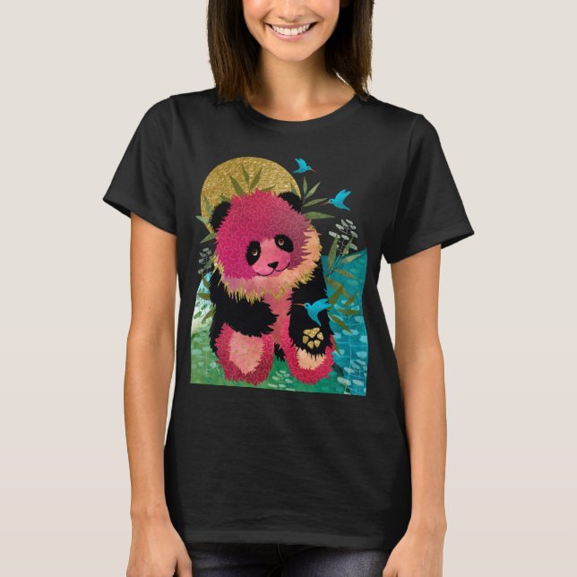 T-shirt Panda ROSIE BEAR - chemises noires choisir style (Devant)