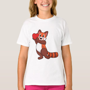 T-shirt Panda rouge à l'amour avec coeur.PNG