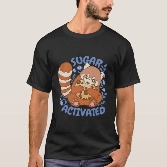 T-shirt Panda rouge activé pour le sucre (Devant)