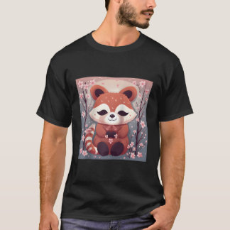 T-shirt Panda Rouge Adorable En Mer De Fleurs De Cerisiers