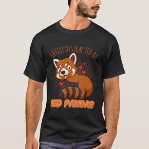 T-shirt Panda Rouge Aimé Facilement Distrait Par Pandas Ro