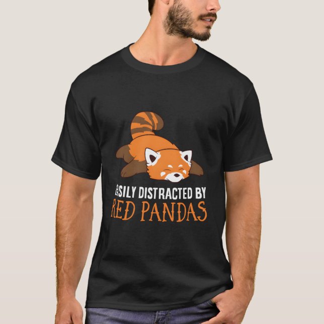 T-shirt Panda Rouge Aimé Facilement Distrait Par Pandas Ro (Devant)