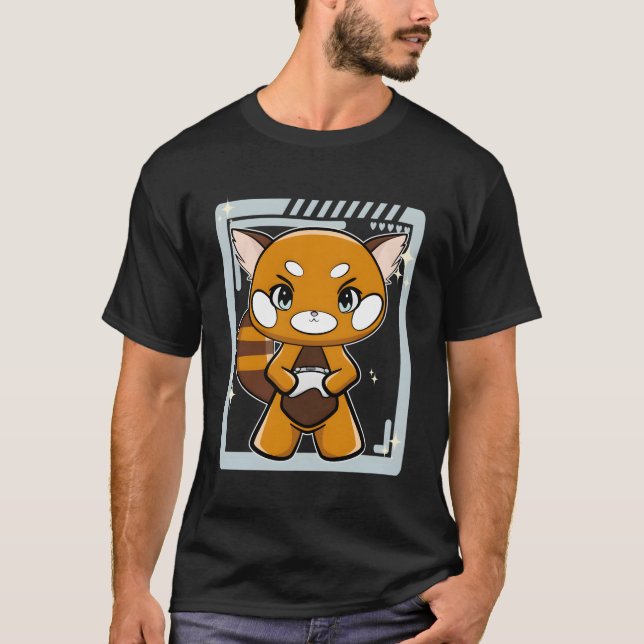 T-shirt Panda Rouge avec Gamepad Gamer (Devant)