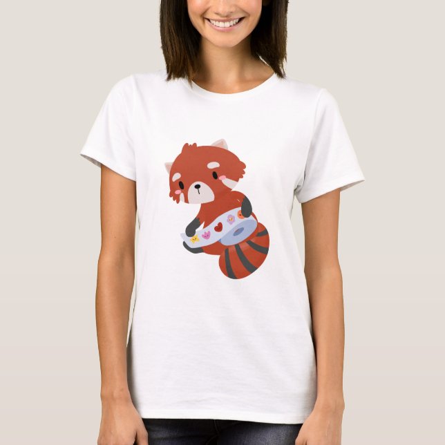 T-shirt Panda rouge avec Stickers (Devant)