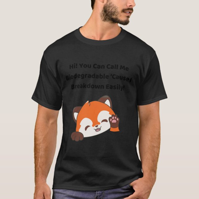 T-shirt Panda rouge biodégradable ! Sticker (vert frais) (Devant)