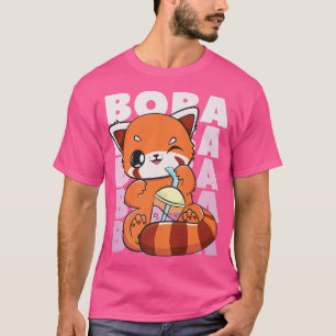 T-shirt Panda Rouge Chinois Boba mignonne Anime Pearle thé