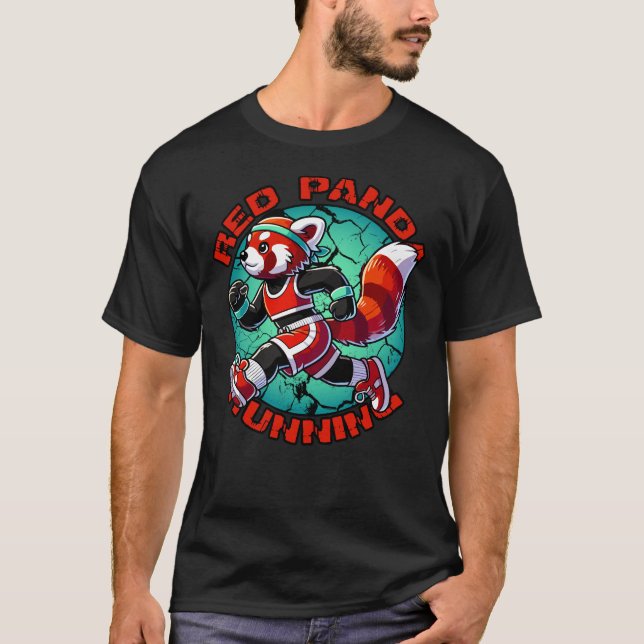 T-shirt Panda Rouge Coureur drôle (Devant)