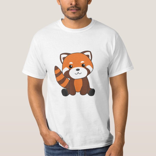 T-shirt Panda Rouge Cute Animaux Pour Enfants Kawaii (Devant)
