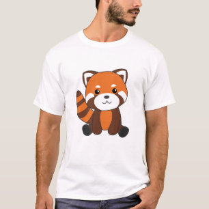 T-shirt Panda Rouge Cute Animaux Pour Enfants Kawaii