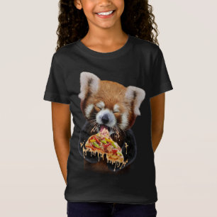 T-Shirt Panda Rouge Cute Manger De Délicieuses Pizza