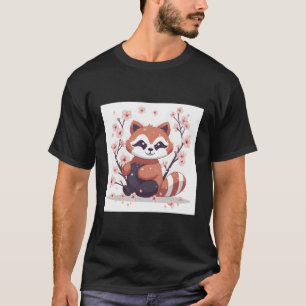 T-shirt Panda Rouge Dans Le Jardin En Fleur De Cerisier Be