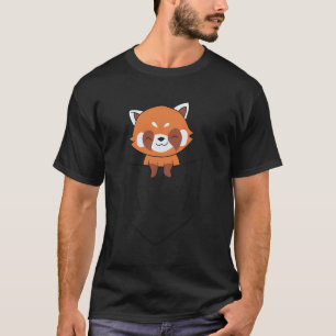 T-shirt Panda Rouge Dans Poche Panda Rouge Porte-Poche