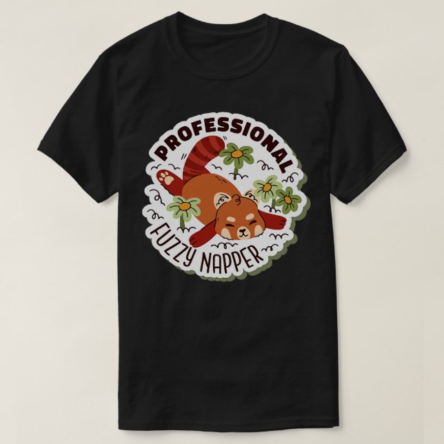 T-shirt Panda rouge de Napper Fuzzy professionnel (Design devant)