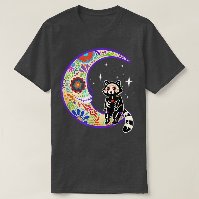T-shirt Panda rouge Dia de Los Muertos Skeleton (Design devant)