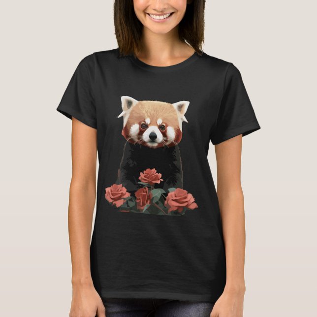 T-shirt Panda rouge et rose (Devant)
