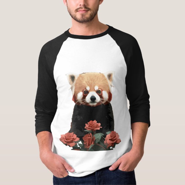 T-shirt Panda rouge et rose (Devant)