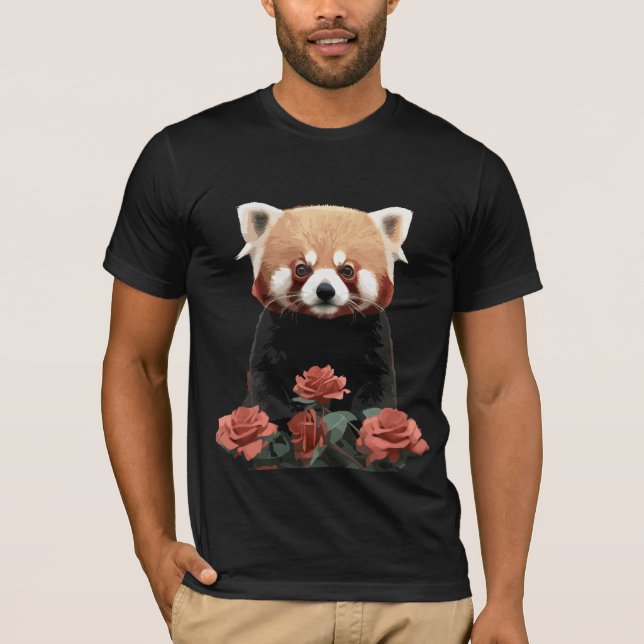 T-shirt Panda rouge et rose (Devant)