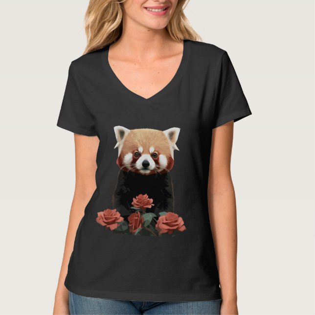 T-shirt Panda rouge et rose (Devant)
