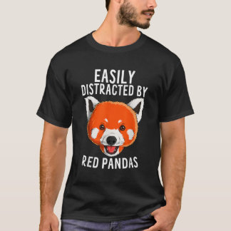 T-shirt Panda Rouge Facilement Distrait Par Les Pandas Rou