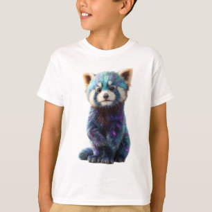 T-shirt Panda Rouge Galaxie Enfant Animal Espace Cosmique