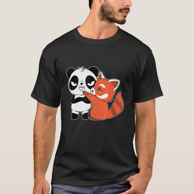 T-shirt Panda Rouge Huiles Panda Ours Super Cute Panda Our (Devant)