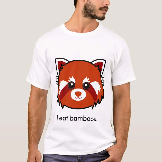T-shirt Panda rouge : Je mange des bambous (Devant)