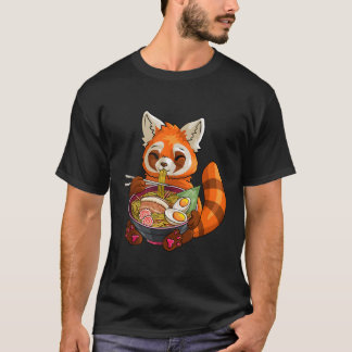 T-shirt Panda Rouge Kawaii Manger Ra Panda nouille